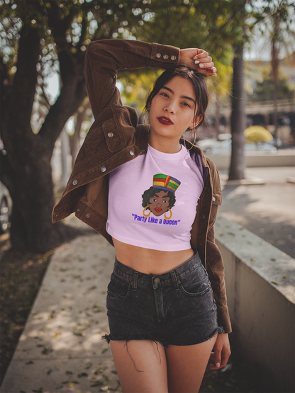 "Party Like a Queen" Women's Oversized Crop Top – Perfect for Party Lovers