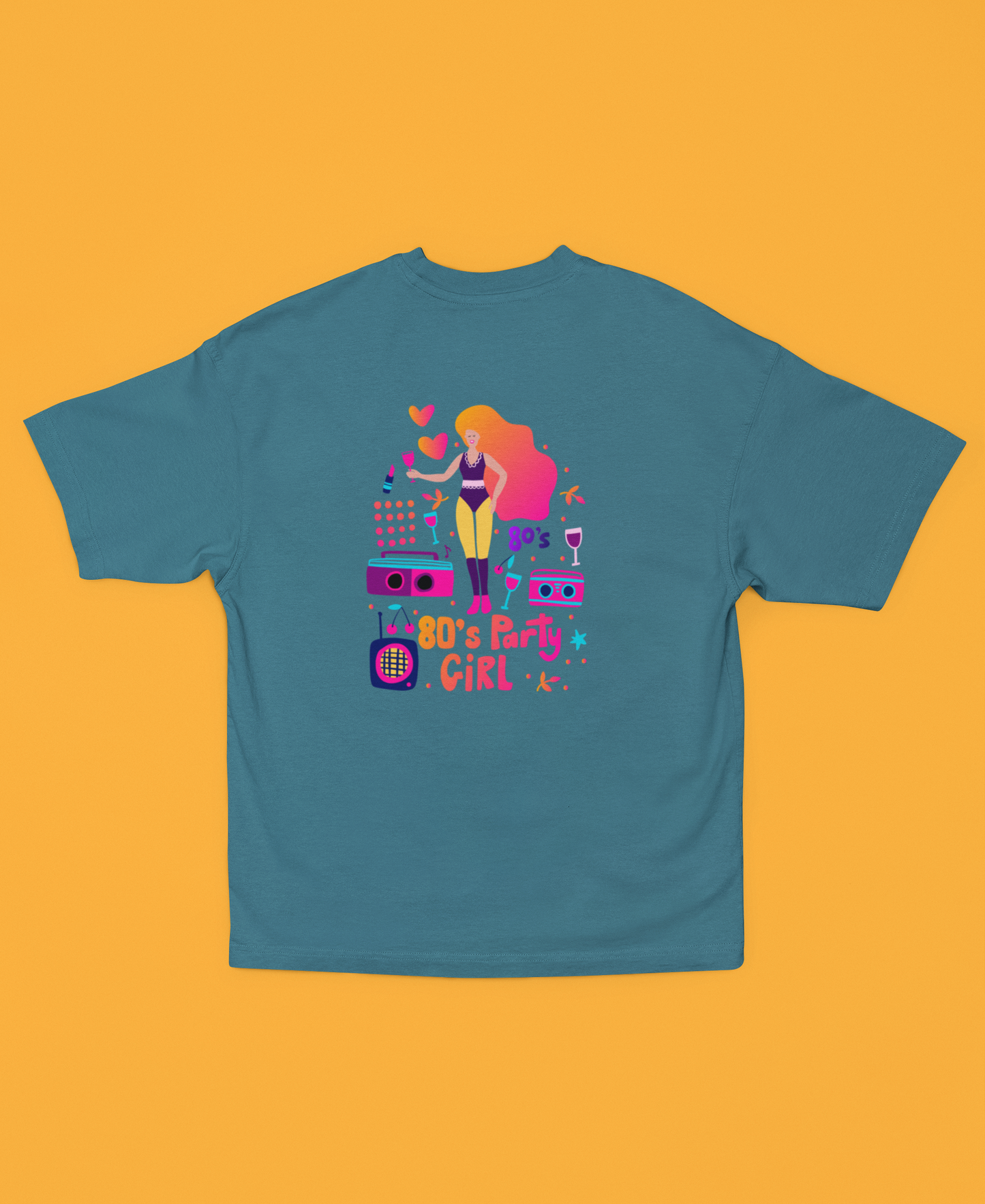 "80's Party Girl" Oversized Women's T-Shirt – Perfect for Retro Party Lovers