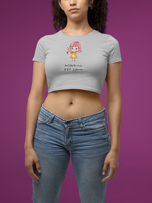 "Don't Stop the Music" Women's Crop Top – Fun & Musical Vibes