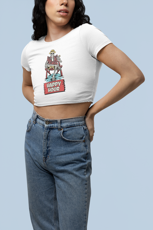 "Happy Hour" Women's Crop Top – Perfect for Party Lovers