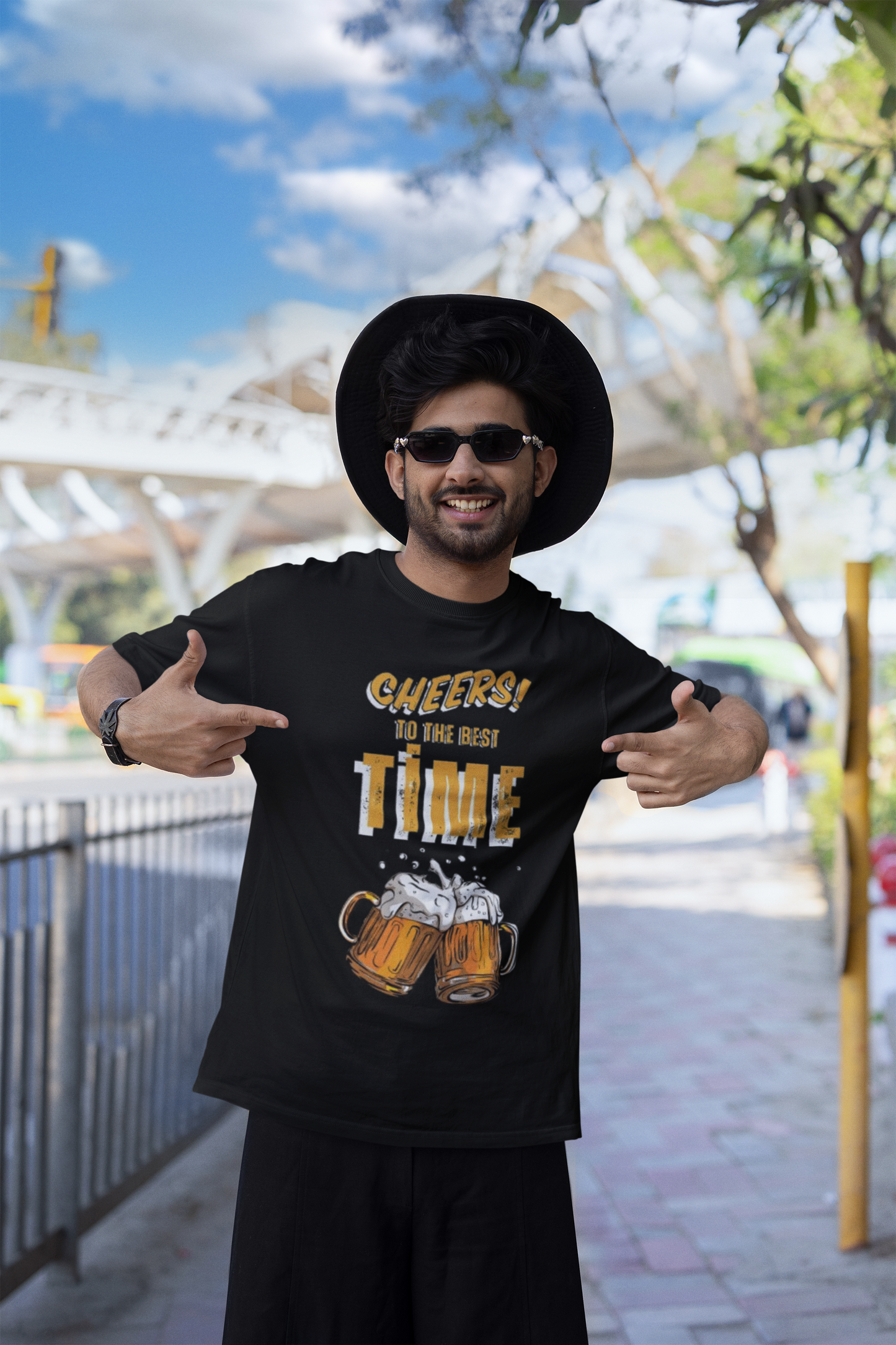 "Cheers to the Best Time" T-Shirt for Men, Premium Oversized T-Shirt for Party Lovers