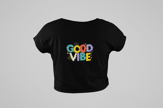 "Good Vibe" Oversized Women’s Crop Top – Perfect for Party & Chilling Sessions