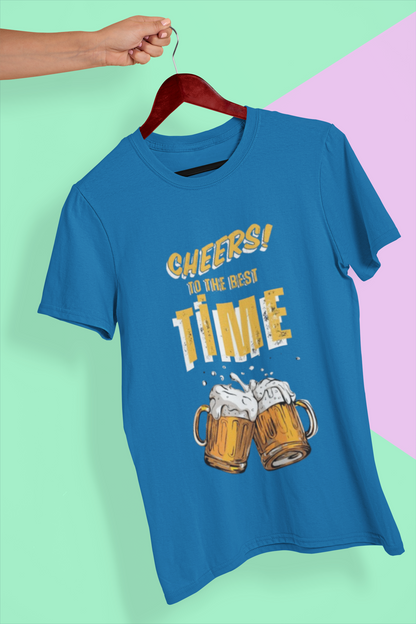 "Cheers to the Best Time" T-Shirt for Men, Premium Oversized T-Shirt for Party Lovers