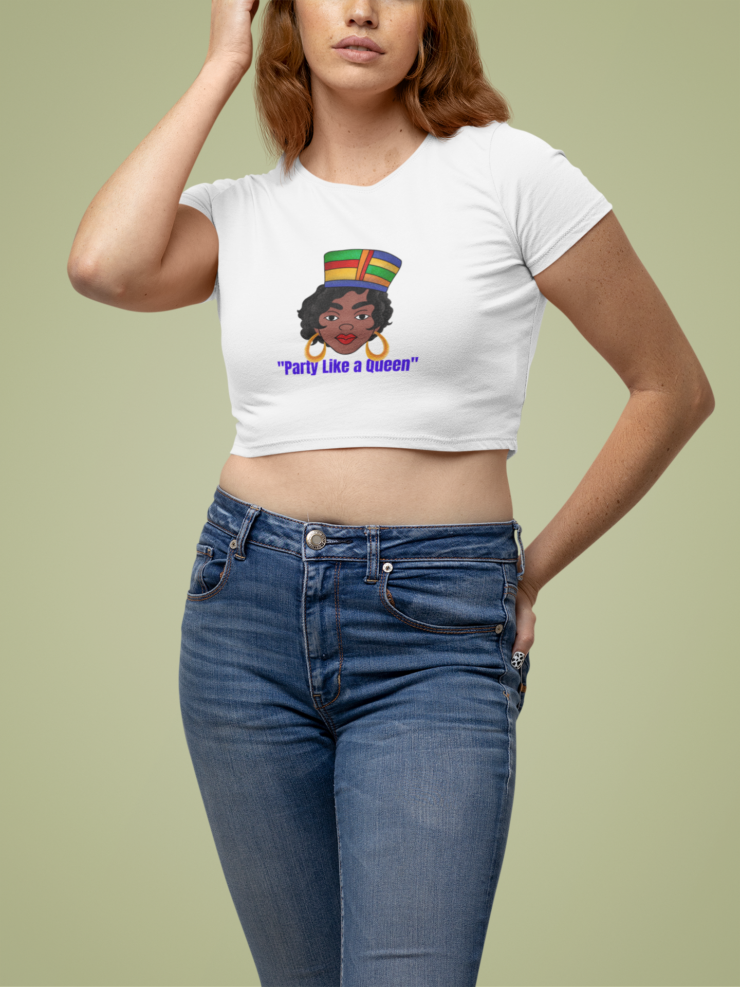 "Party Like a Queen" Women's Oversized Crop Top – Perfect for Party Lovers