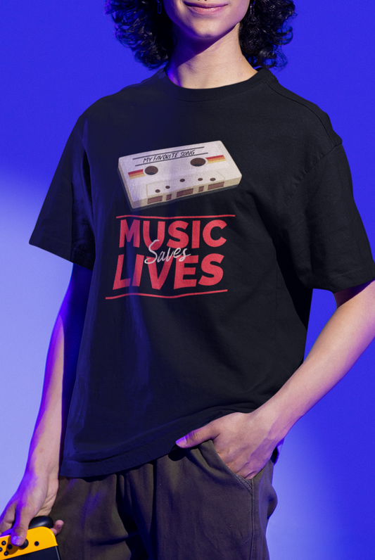 "Music Saves Lives" Unisex Oversized Premium T-Shirt – Perfect for Party Lovers