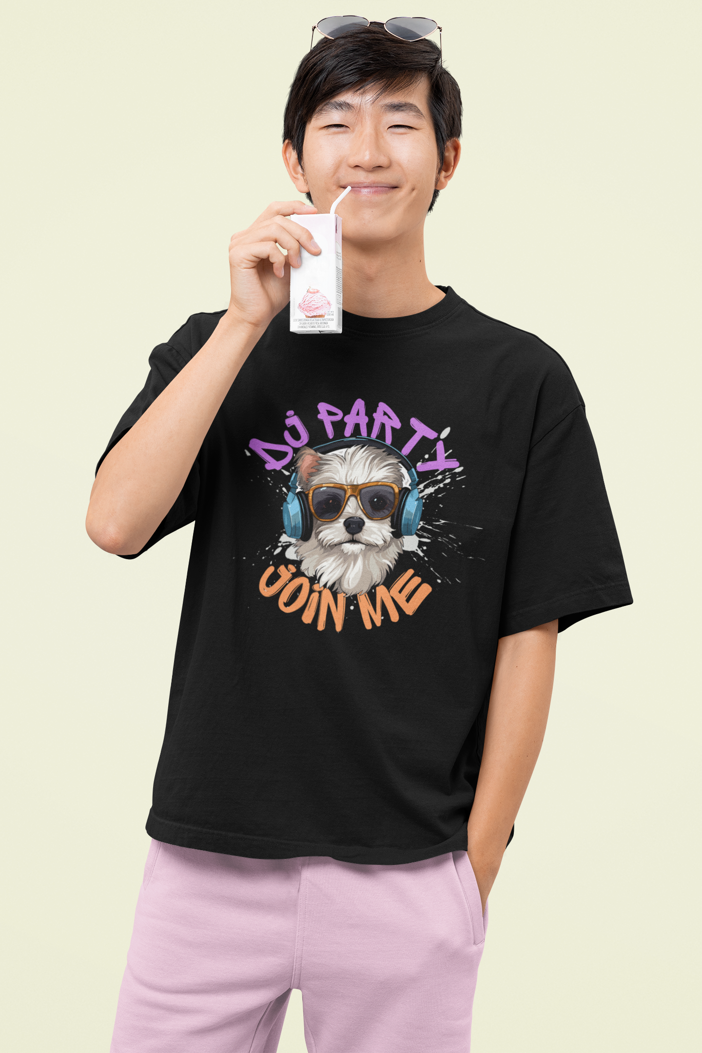 "DJ Party, Join Me" Unisex Oversized T-Shirt – Perfect for DJ and Party Lovers