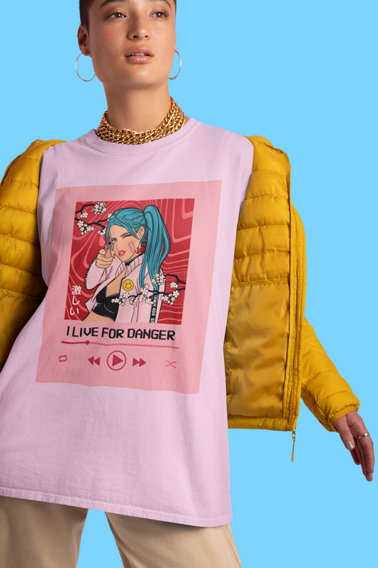 "I Live For Danger" Oversized Women's T-Shirt – Perfect for Bold Souls